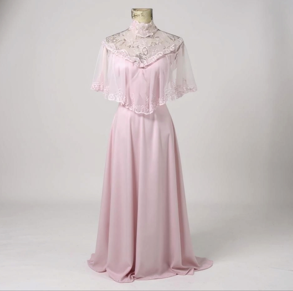 Dance Allure Vintage 70s Cottage Core lace long dress. NWT  Blush Rose. …